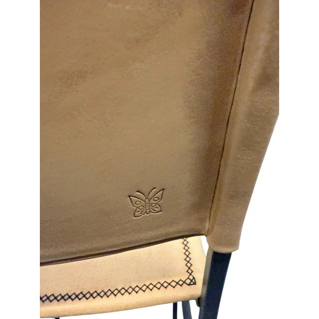 Metal Sol & Luna Tan Leather and Iron Bar Stool, a Showroom Sample For Sale - Image 7 of 9