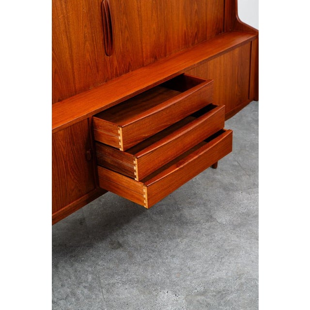 Mid Century Danish Modern Credenza Teak Cabinet Tambour Doors Carlo Jensen, Attributed For Sale In Sacramento - Image 6 of 12
