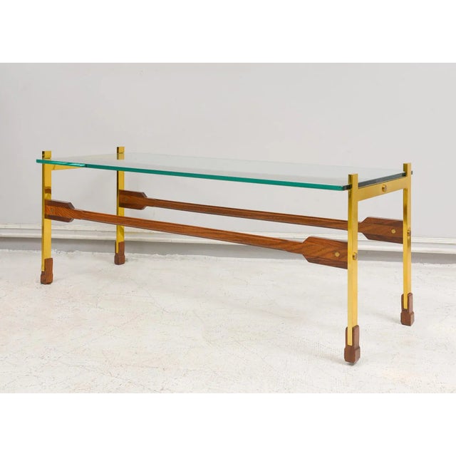 Sculptural Rosewood and Brass Coffee Table For Sale - Image 4 of 12