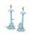 Pair of Chinese Style Blue Tol Palm Tree and Figurine Table Lamps A pair of Chinese-style pale blue Tol table lamps...