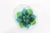 Blue Vintage Art Glass Bubble Bowl Green Blue Flower For Sale - Image 8 of 9