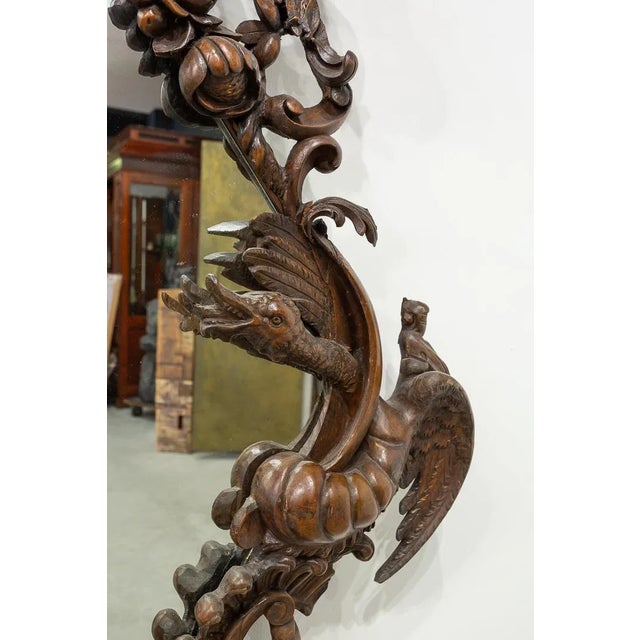 Antique American Cornucopia Carved Wooden Mirror For Sale - Image 6 of 9