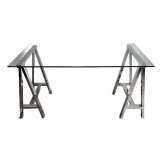 Trestle Style Cross-Base Desk For Sale