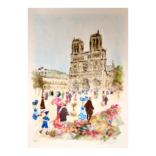 Urbain Huchet Paris, Notre Dame C. 1980 Reproduction Print For Sale