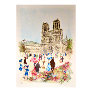 Urbain Huchet Paris, Notre Dame C. 1980 Reproduction Print