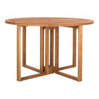 Round 47.24-Inch Diameter Outdoor Dining Table in Natural For Sale