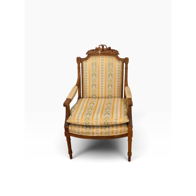 1 of 2 Antique Swedish Louis XVI Style Arm Chair For Sale In Los Angeles - Image 6 of 6