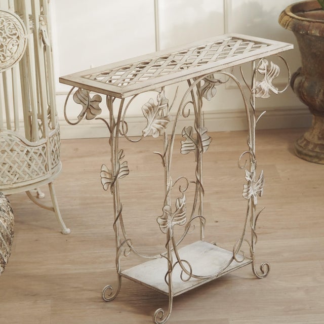 Metal Side Table with Wire Shelf For Sale - Image 13 of 16