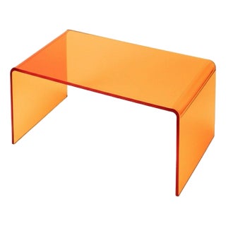 Transparetn Waterfall Acrylic Neon Orange Console Table For Sale