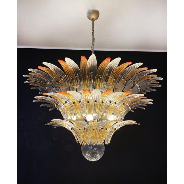 Orange Palmette Ceiling Light with Clear and Amber Glasses, 1990 For Sale - Image 8 of 18
