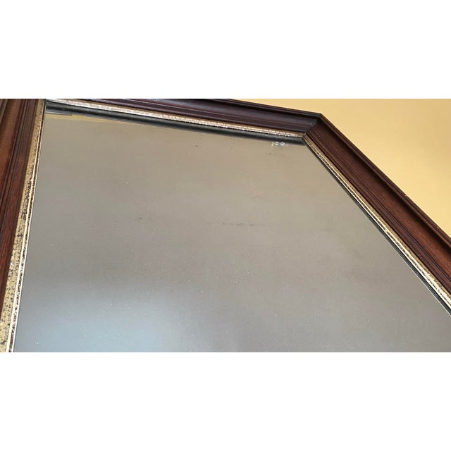 Brown Antique Victorian Walnut Mirror Original Wood Panel Back Gold Liner Foxed Wall For Sale - Image 8 of 10