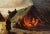 American 19th Century Continental School -Under the Moon Nite Campfire-Oil Painting For Sale - Image 3 of 10
