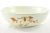 Large vintage round bowl with a gold rim and yellow, red, and brown leaf vine pattern. Maker's mark on underside. Light wear.