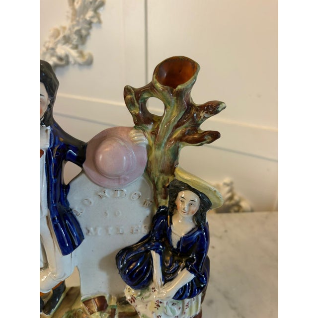 Antique Pottery Spill Vase Man and Woman Figure from Staffordshire, 1900 For Sale - Image 6 of 9