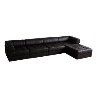 DS-88 Modular Sofa in Dark Brown Patchwork Leather from de Sede, Switzerland, 1970s, Set of 5 For Sale