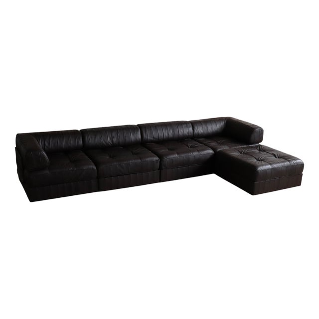 DS-88 Modular Sofa in Dark Brown Patchwork Leather from de Sede, Switzerland, 1970s, Set of 5 For Sale