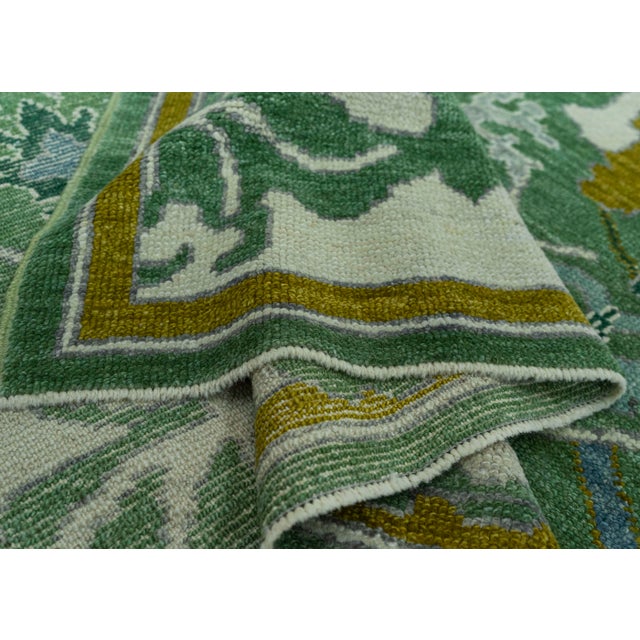 Green Turkish Oushak Rug 9'7" x 13'7" #20146 For Sale - Image 8 of 8