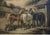 This lovely 19th century oil painting on wood depicting three horses outside their barn, includes a custom gilt frame made...