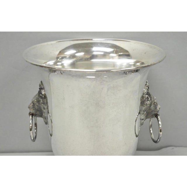 Vintage English Regency Silver Plated Lion Head Champagne Chiller Ice Bucket For Sale In Philadelphia - Image 6 of 12