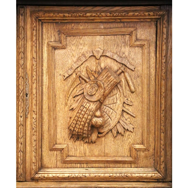 19th Century French Henri II Bleached Oak Buffet With Carved Harvest Motifs For Sale - Image 15 of 17