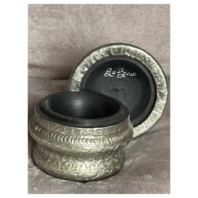 Ooak Carved Lion/Natural Gems/Antique Jaipur Box For Sale In Los Angeles - Image 6 of 6