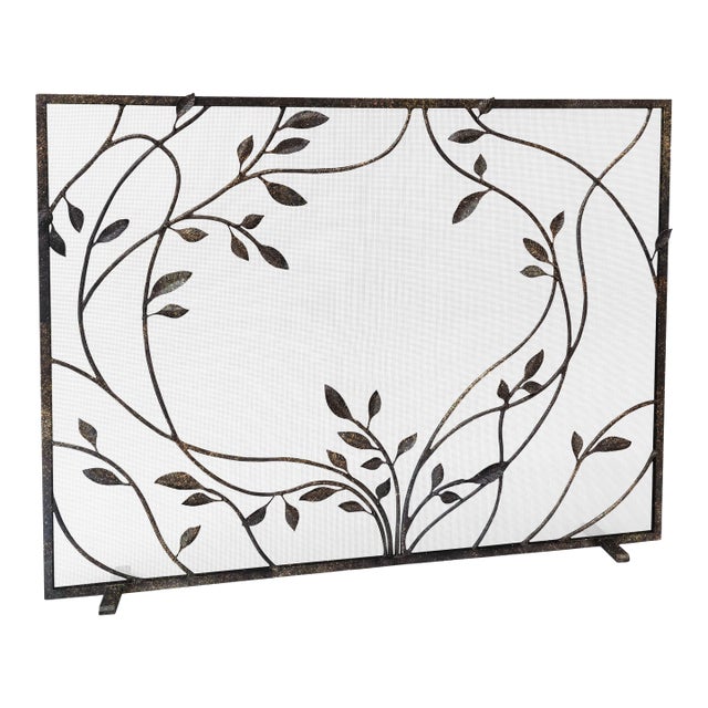 Swirling Jasmine Vines Fireplace Screen For Sale