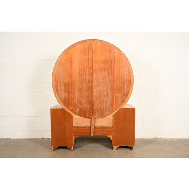 Donald Deskey Style Art Deco Burl Wood Vanity Dresser With Mirror, Circa 1930s For Sale - Image 13 of 14