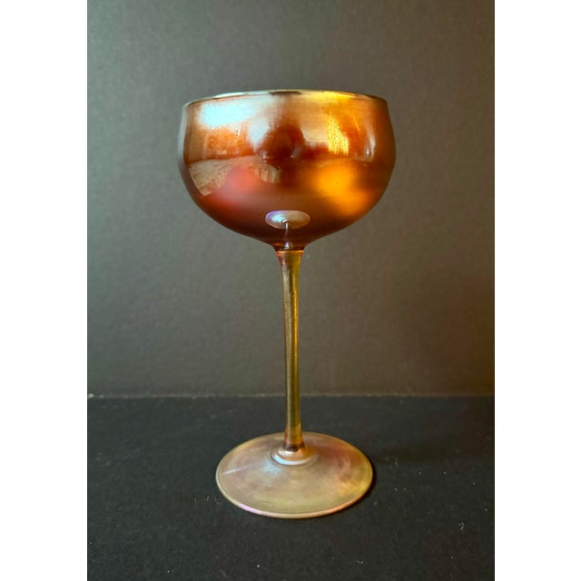 Copper Early 20th Century Pair of Louis Comfort Tiffany Favrile Cocktail Glasses 4oz Signed For Sale - Image 8 of 12