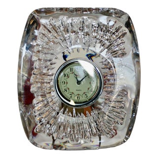 Crystal Table Clock from Daum, France, 1960s For Sale