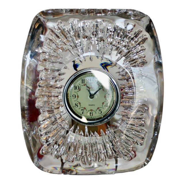 Crystal Table Clock from Daum, France, 1960s For Sale