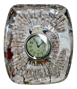 Crystal Table Clock from Daum, France, 1960s