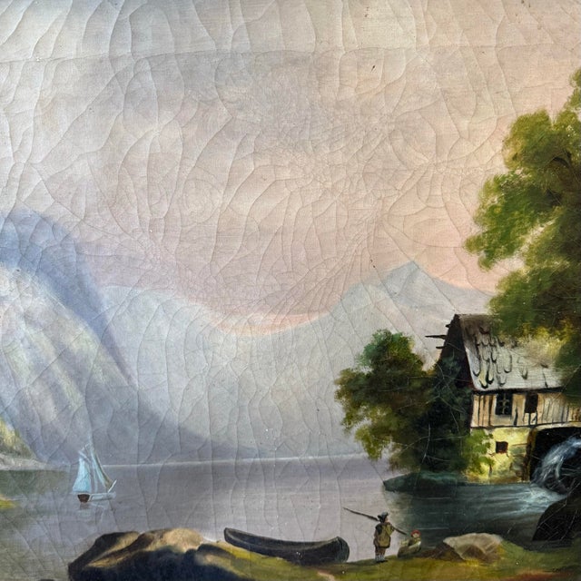 Early 20th Century Early 20th Century European Landscape Oil Painting in Ornate Gilt Frame For Sale - Image 5 of 10