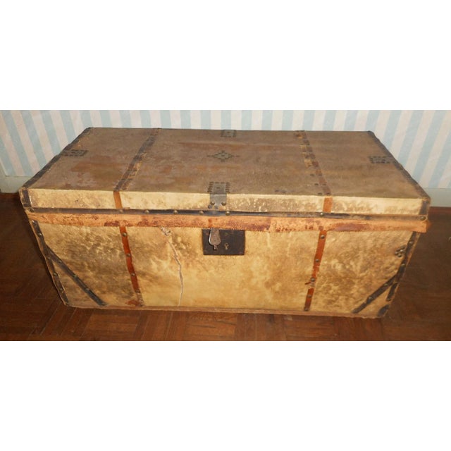 Georgian Studded Pony Hide Chest / TrunkAntique Trunks This charming antique natural pony skin trunk with studded leather...