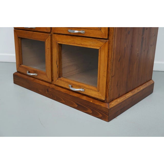 Vintage Dutch Beech & Pine Haberdashery Shop Cabinet / Vitrine, 1950s For Sale - Image 11 of 12