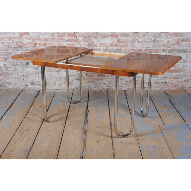 Brown Bauhaus Folding Table in Oak by J. Halabala for Up Zavody, Czech, 1930s For Sale - Image 8 of 18