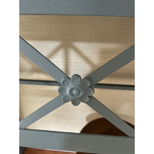 Oly Studio Grey Console Table With Geometric Latticework and Marble Top For Sale - Image 4 of 11