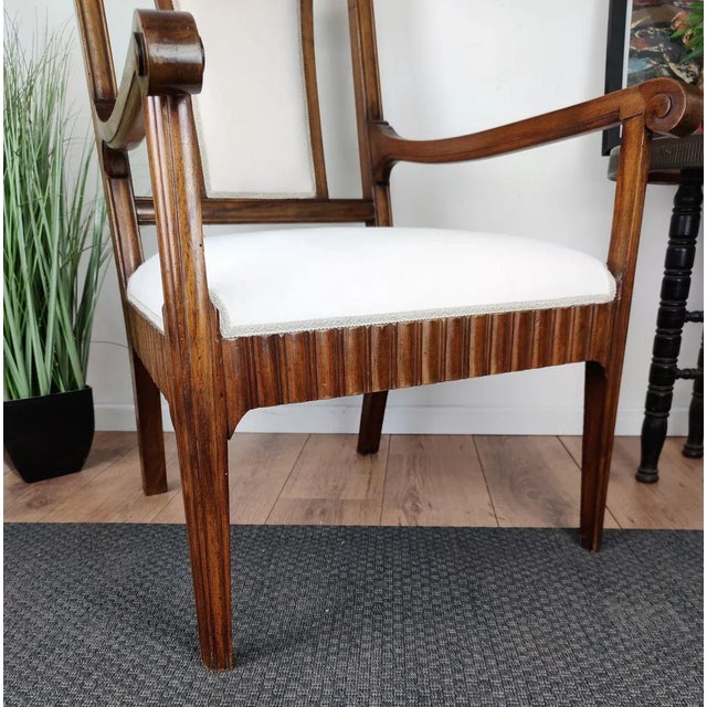 1930s Italian Carved Walnut Wood Armchair, 1930s For Sale - Image 5 of 8