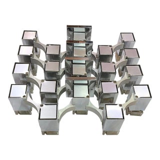 Sciolari Set of 2 "Cubic" a Pair of Large Metal Sconces or Wall Lamp, Space Age, Italy 1970 For Sale