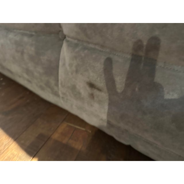 Contemporary Ligne Roset Togo Sofa – Modern Tufted Lounge Seating in Gray Velvet For Sale - Image 3 of 7