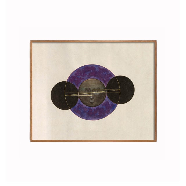 Antique Celestial With Moon Face and Medieval Purple - 30" X 24" For Sale In Los Angeles - Image 6 of 7