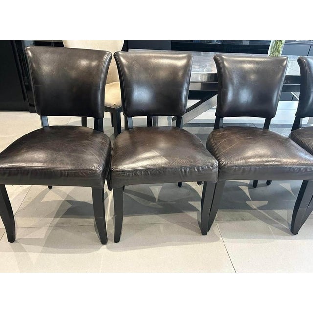 Boston Dining Table and Dark Brown Leather Velvet Studded Chairs from Timothy Oulton, 2010s, Set of 9 For Sale - Image 6 of 9