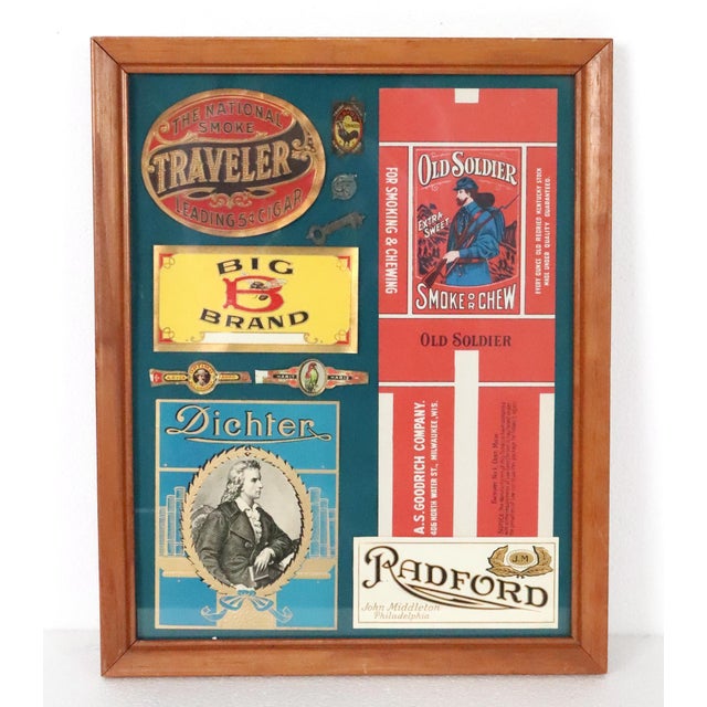Traditional Set of Eight Wood Framed Cigar Box Label Collection For Sale - Image 3 of 14