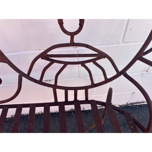 1980s John Risley Style Inspired Man and Woman Pop Art Iron Bench For Sale - Image 12 of 18