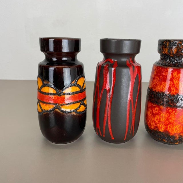1970s Vintage Fat Lava Pottery Vases from Scheurich, Germany, 1970s, Set of 4 For Sale - Image 5 of 18