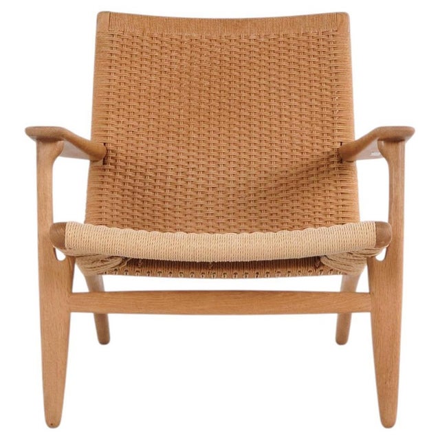 CH25 Lounge Chair in Patinated Oak and Woven Paper Cord by Hans J. Wegner, 1980s For Sale - Image 13 of 13
