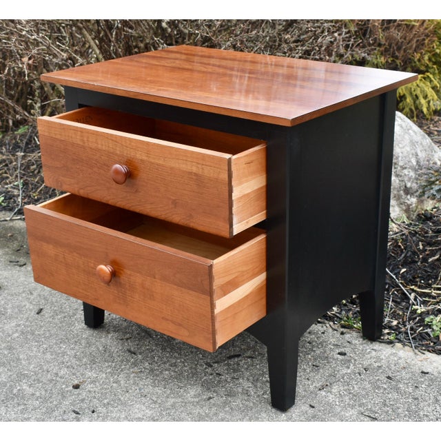 Vtg. Ethan Allen Transitional Style Two Drawer Black & Cherry Nightstand For Sale - Image 10 of 11