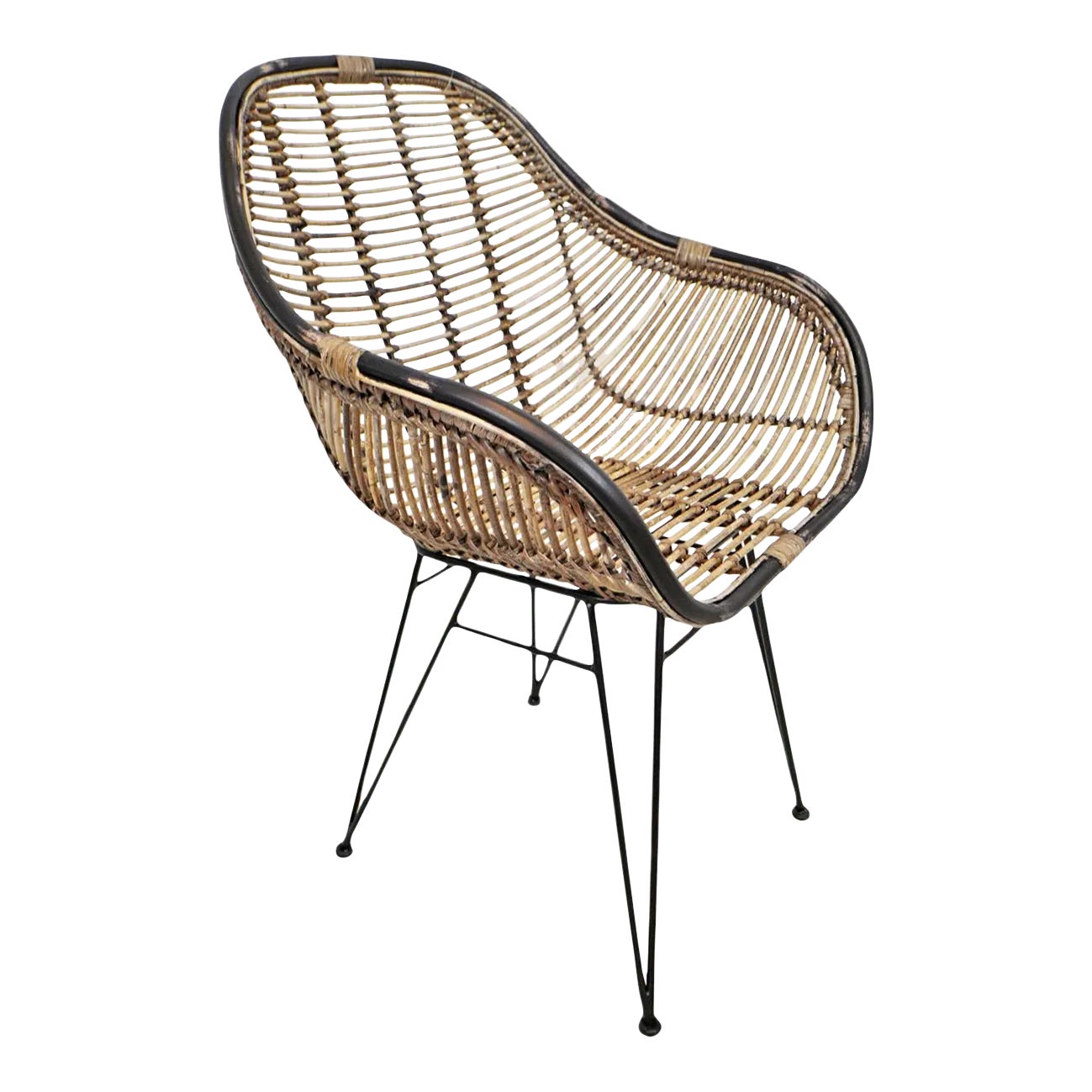 Modern Black & Rattan Dining Chair Chairish