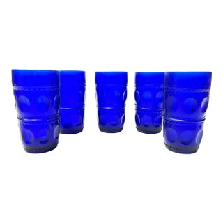 Mid Century Colony 12 Oz Cobalt Blue Tumblers - 5 Pieces For Sale