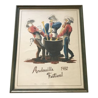 Rare Original Poster for the Andouille Festival, Laplace, Louisiana 1982 - Signed & Numbered For Sale