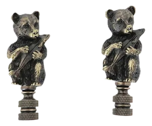 Pair of Bears Fish Lamp Finials